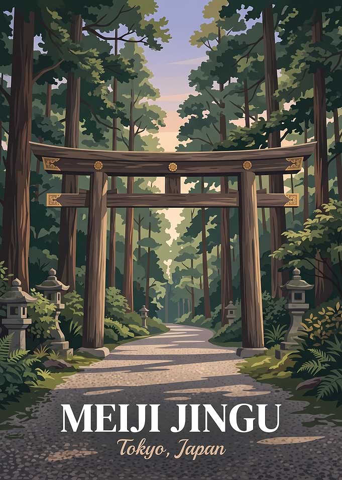 Meiji Jingu Shrine Tokyo Travel Poster