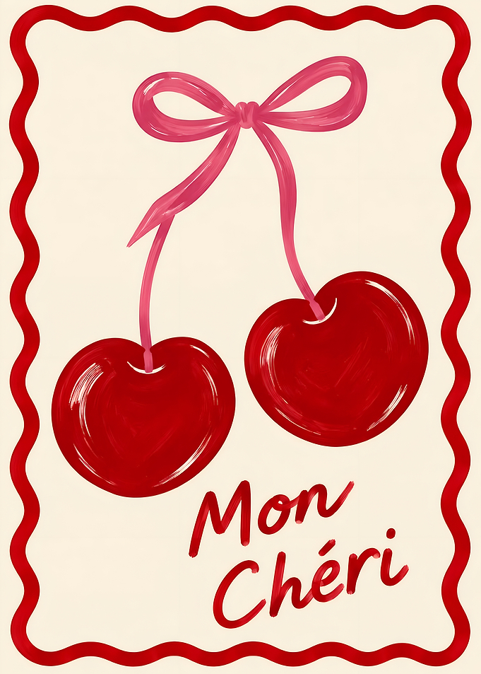 Mon Chéri Heart Cherry Illustration