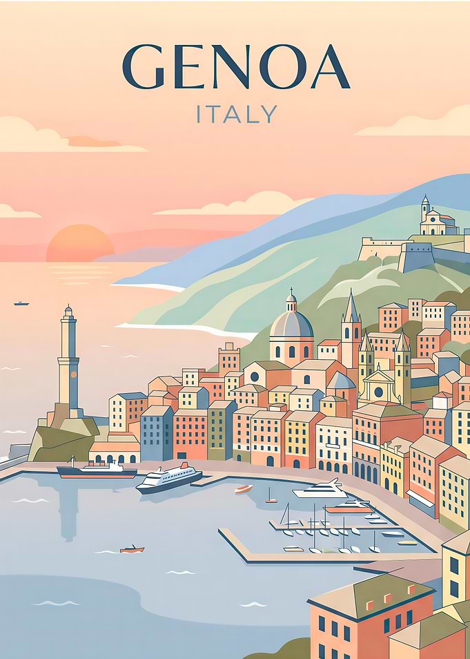 Genoa Italy Travel Poster