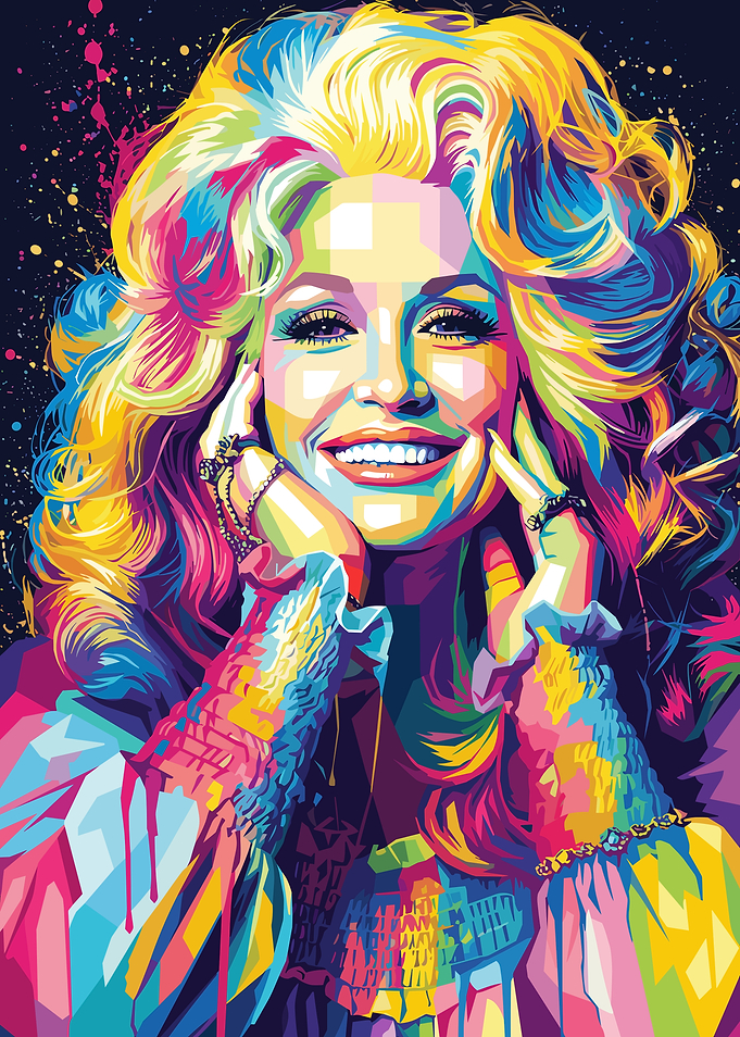 Colorful Pop Art Dolly Parton Portrait