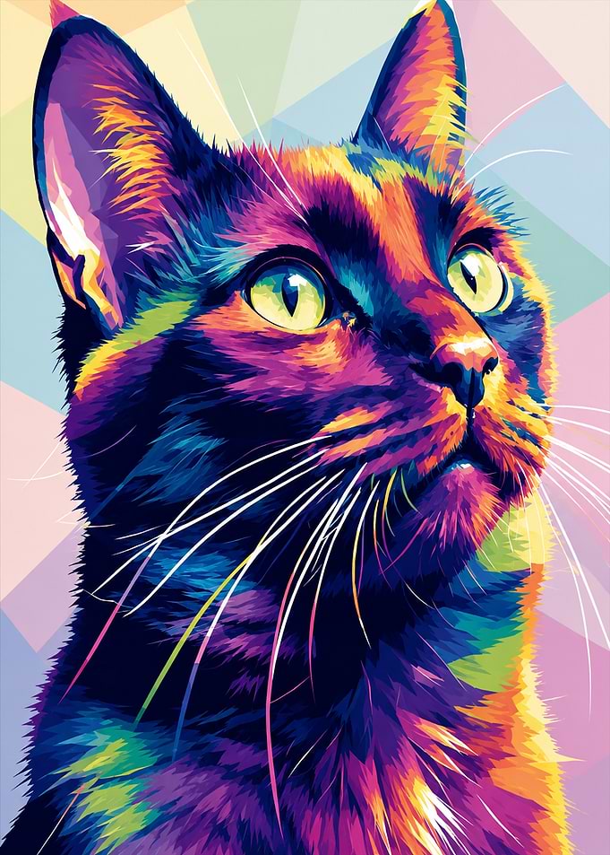 Colorful Pop Art Cat Portrait