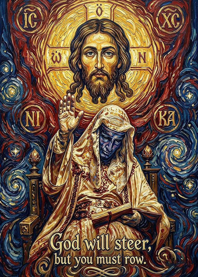 Religious Iconography with Inspirational Quote