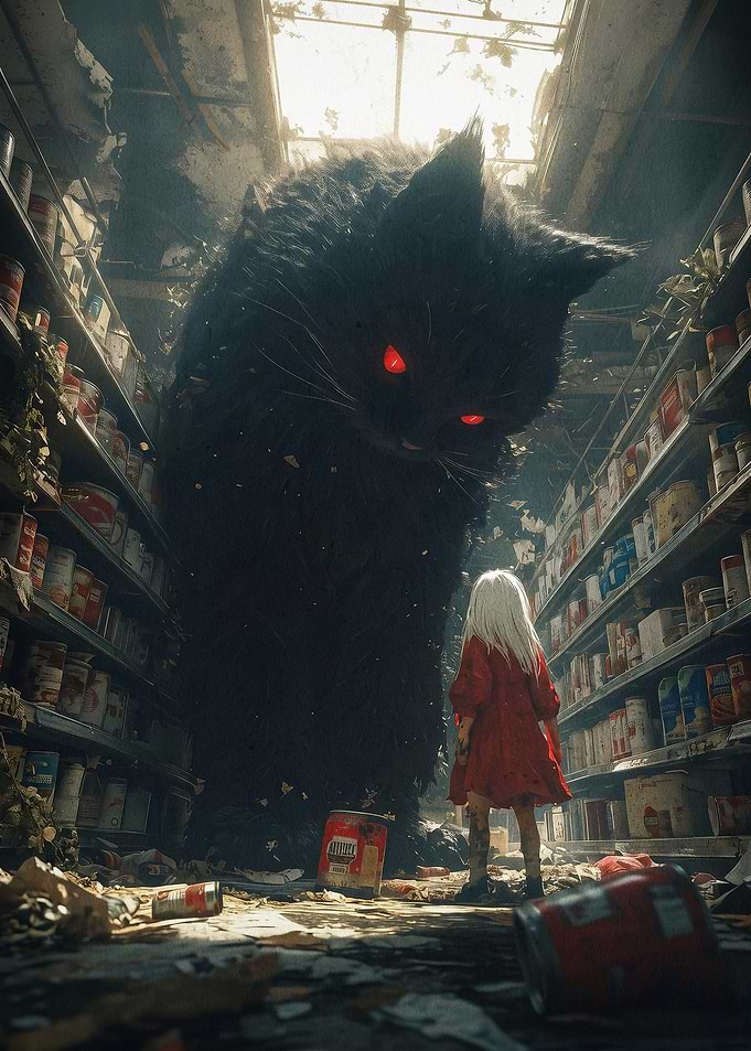 Giant Cat Dark Fantasy Poster
