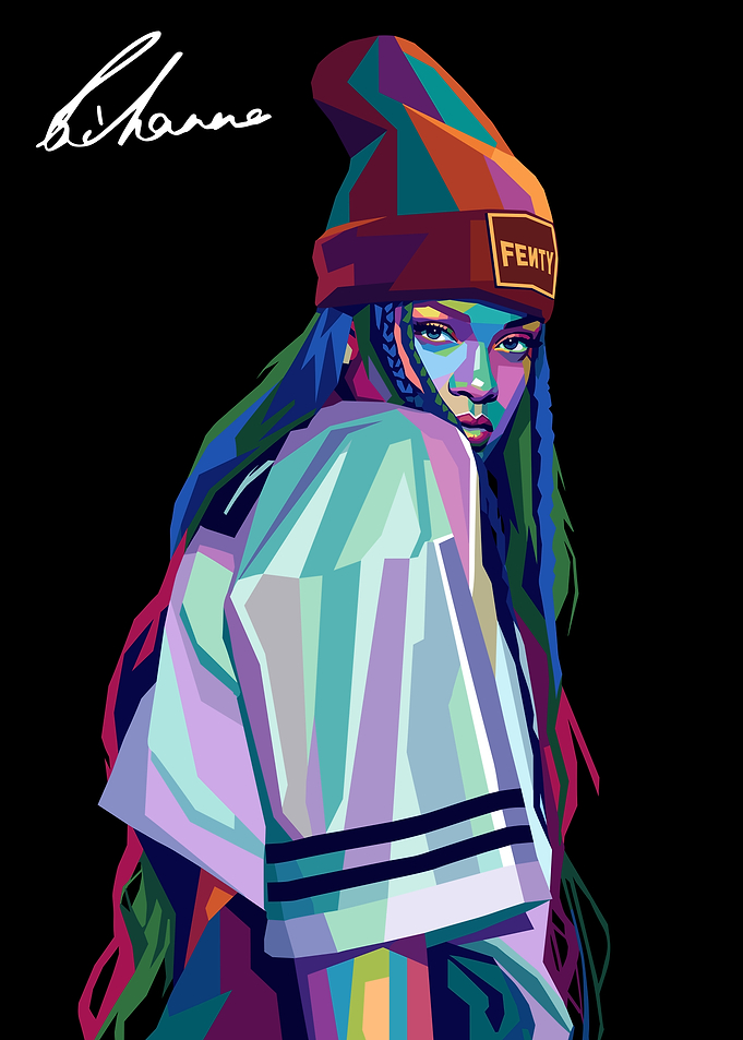 Colorful Pop Art Portrait of Rihanna