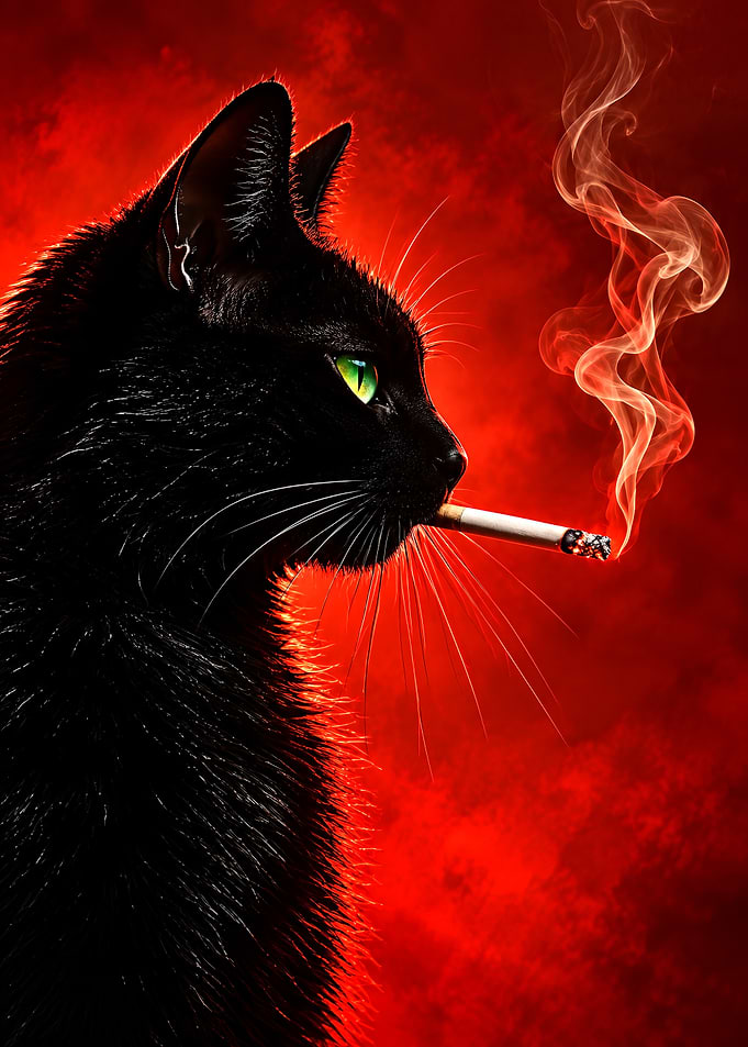 Black Cat Smoking Cigarette