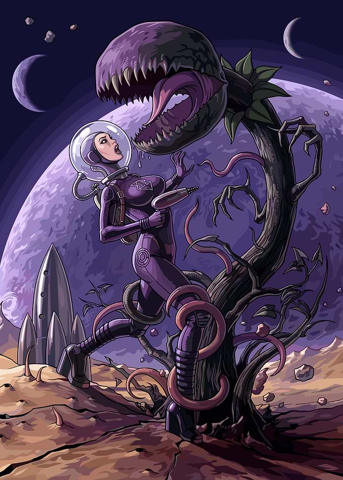 Astronaut vs Alien Venus Flytrap