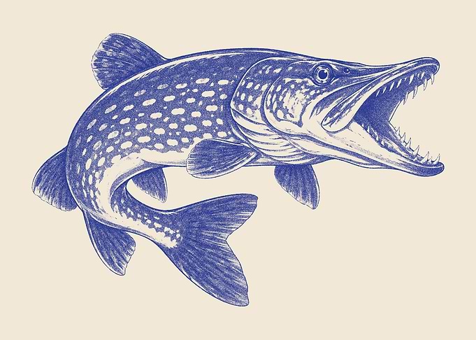 Northern Pike Wall Art – Vintage Fish Engraving Poster