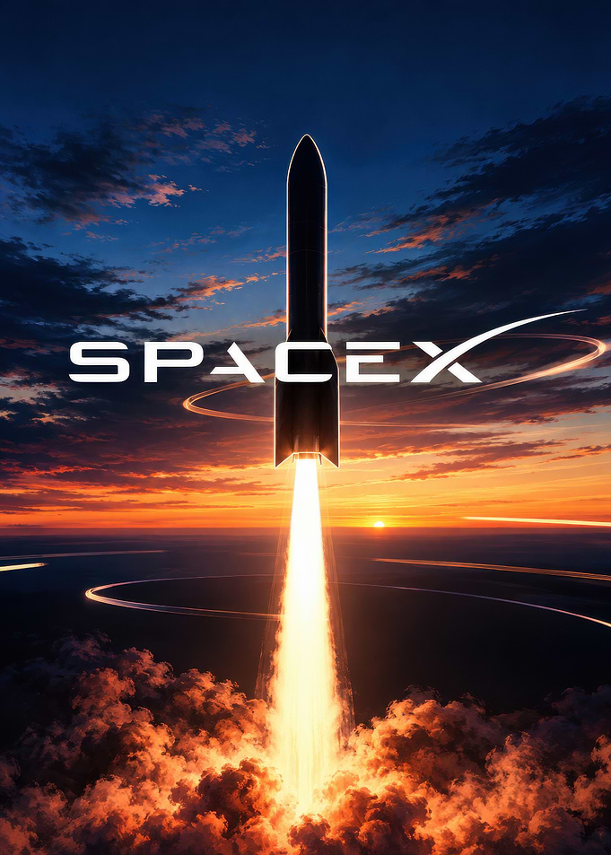 SpaceX Rocket Launch at Sunset
