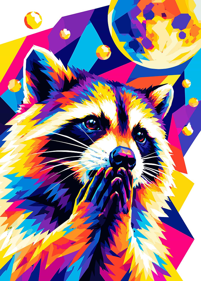Colorful Pop Art Raccoon Portrait