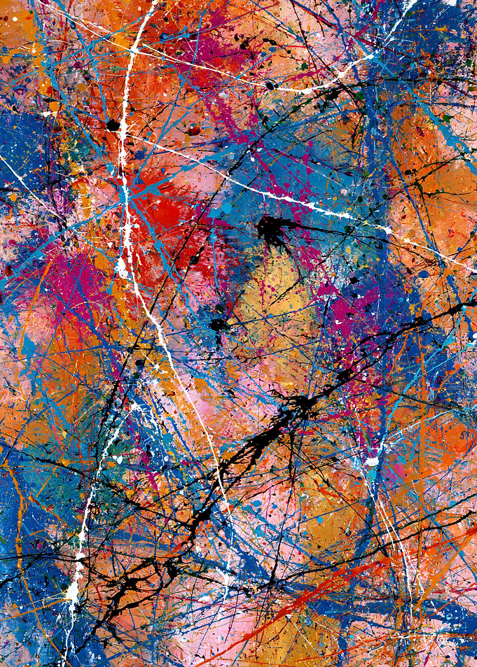 Cobalt Crosscurrents - Abstract Action Painting