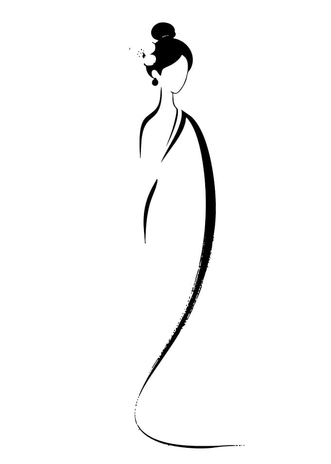 Minimalist Line Art Woman Silhouette