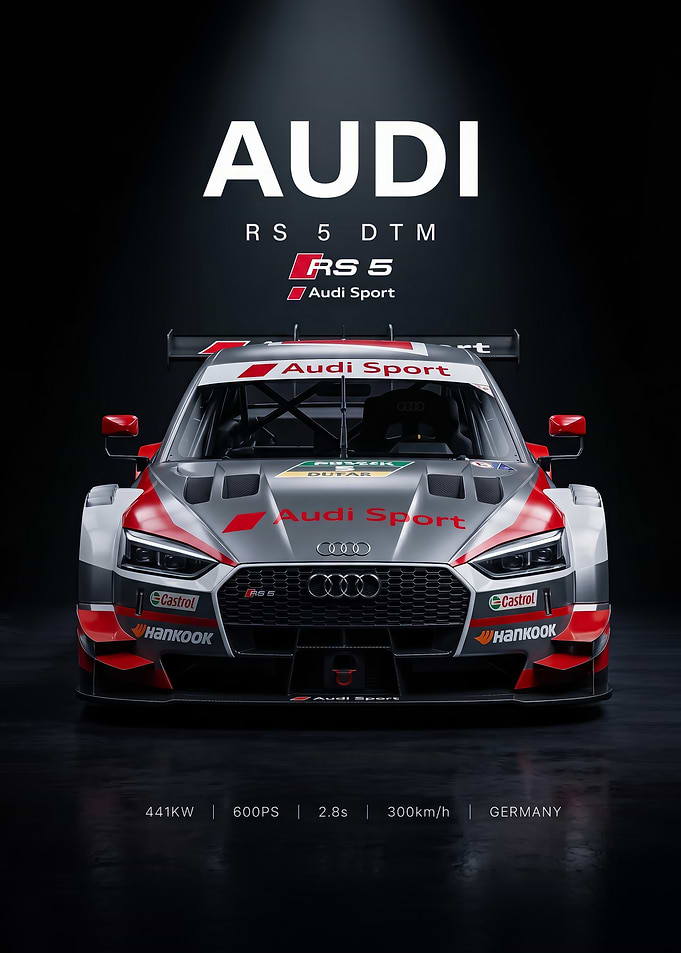 A stylized digital art dtm rs5 race car Poster