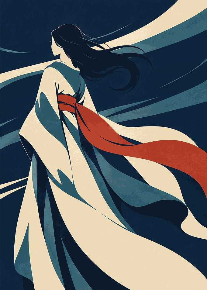 Minimalist Japanese Woman in Kimono