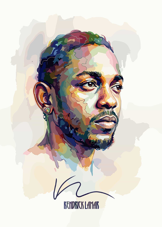 Kendrick Lamar Colorful Portrait Art