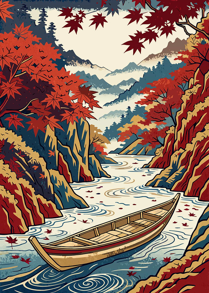 Autumn Riverboat – Journey Through the Crimson Gorge