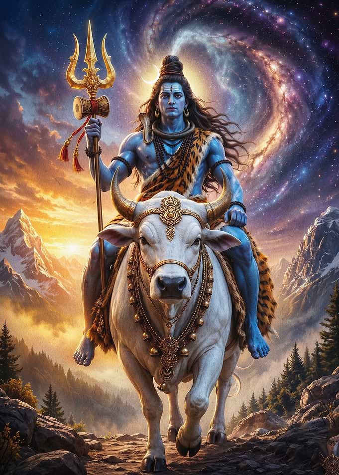 Shiva Cosmic Bull Deity Art Poster