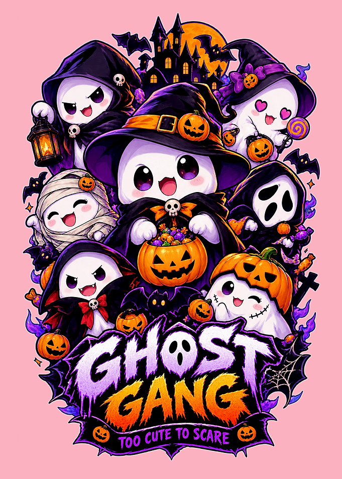 Ghost Gang Halloween Cute Illustration