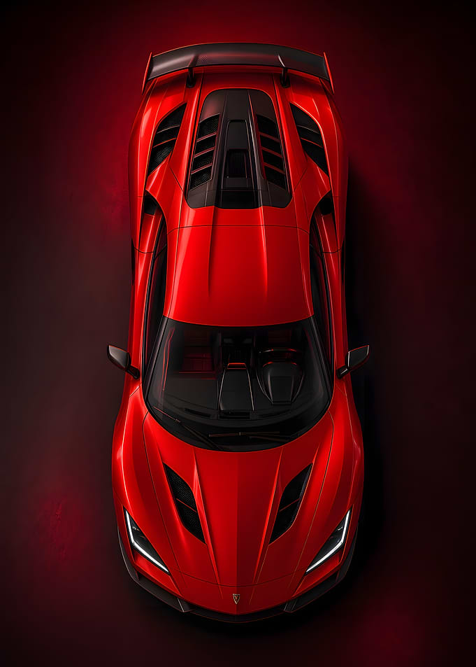 Top View of Red Supercar