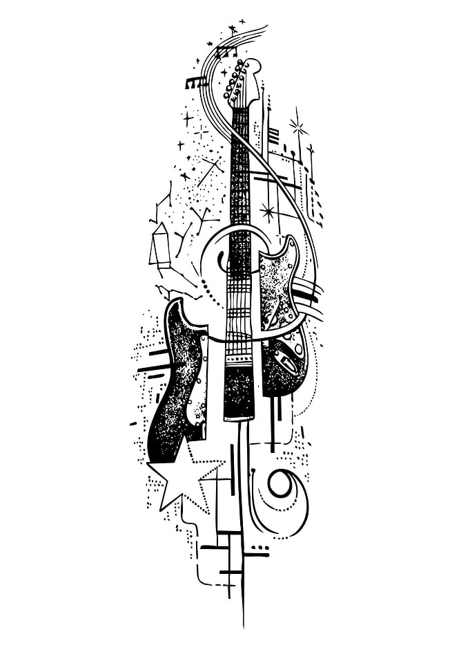 Abstract Electric Guitar Line Art