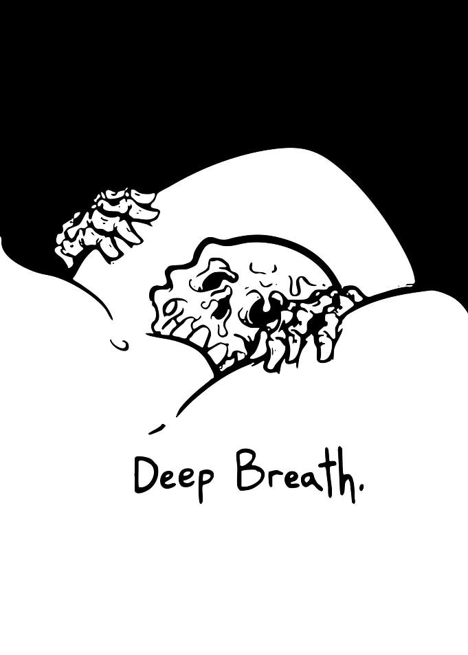 Deep Breath Skeleton Illustration
