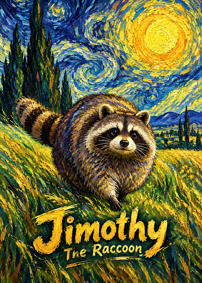 Jimothy the Raccoon Van Gogh Style