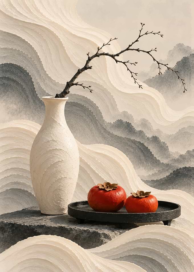 Zen Still Life with Persimmons