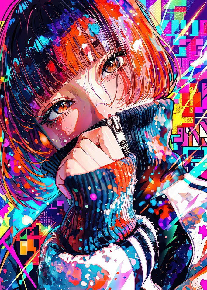 Vibrant Anime Girl Portrait