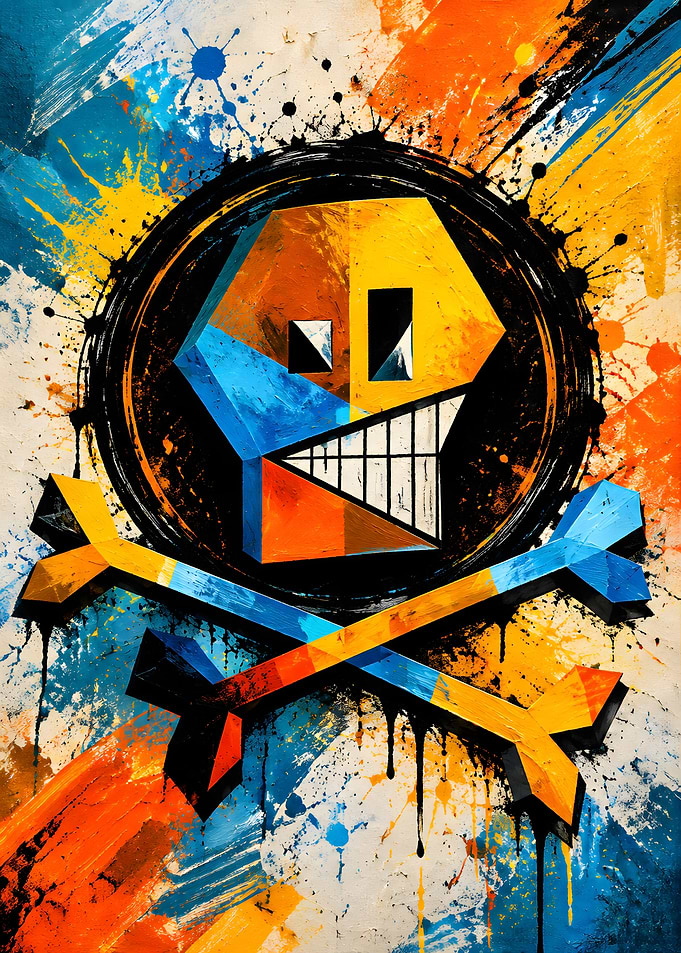 Abstract Geometric One Piece Skull Art
