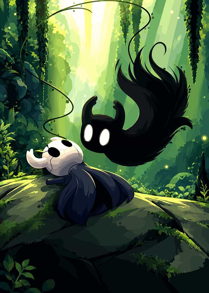 Hollow Knight and Shade in Greenpath