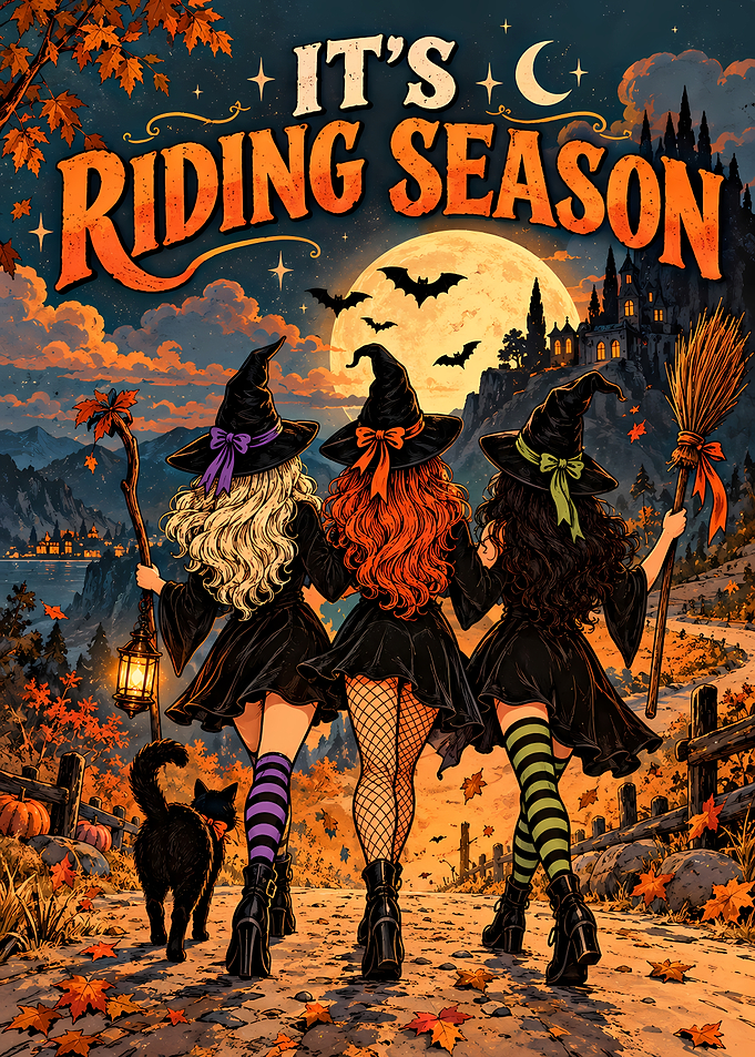 Three Witches Walking in Autumn