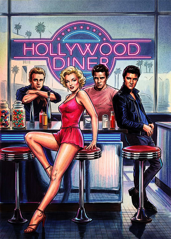Hollywood Icons at a Retro Diner