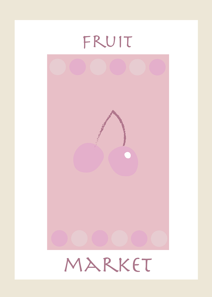 Minimalist Cherry Fruit Market Poster