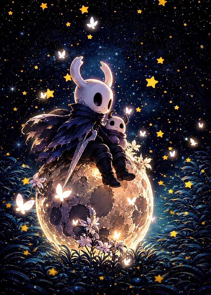 Hollow Knight Sitting on the Moon