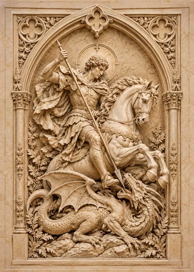 Saint George Slaying the Dragon Relief