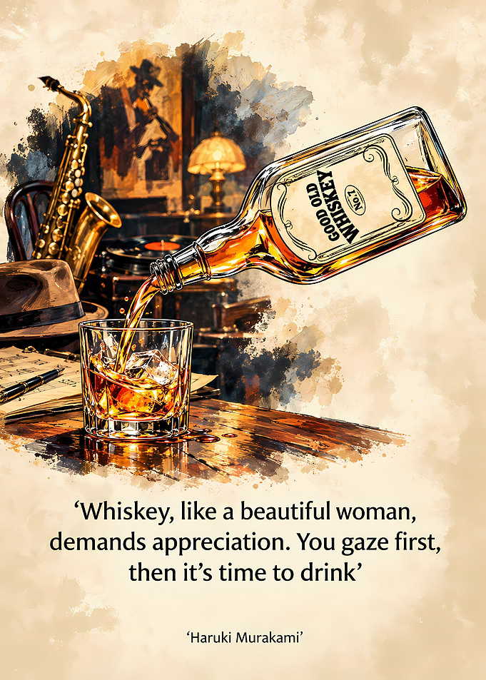 Haruki Murakami Whiskey Quote Art