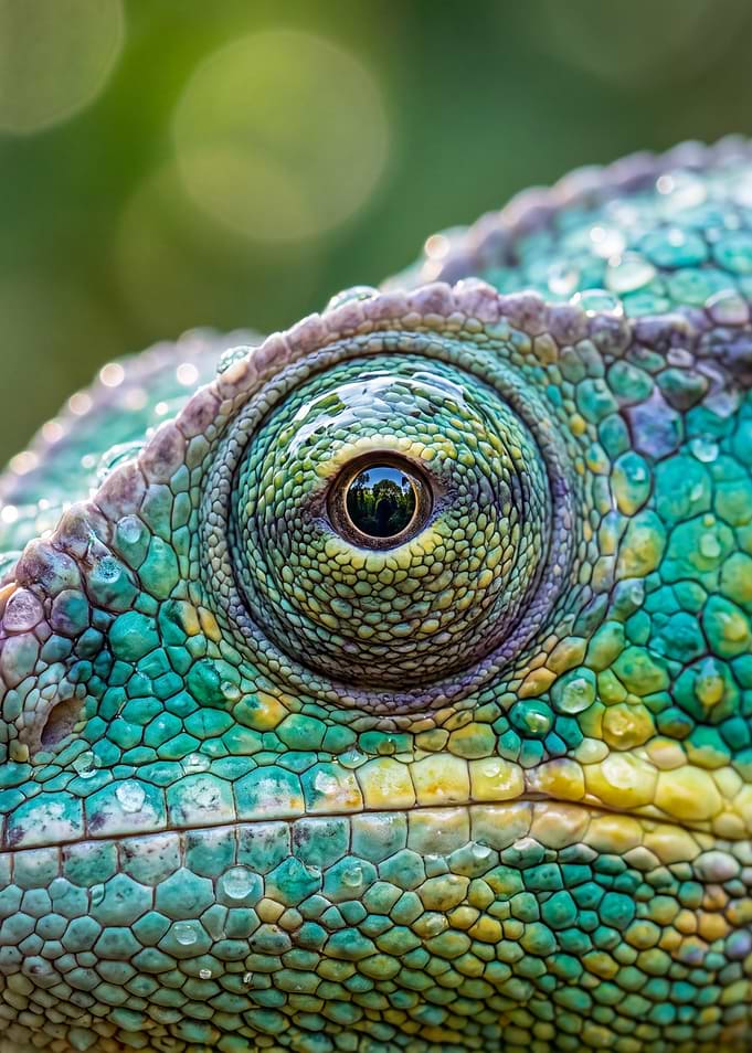 Macro Close-up of Chameleon Eye