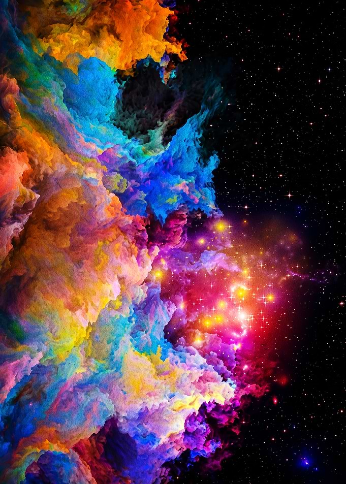Vibrant Colorful Nebula Space Art