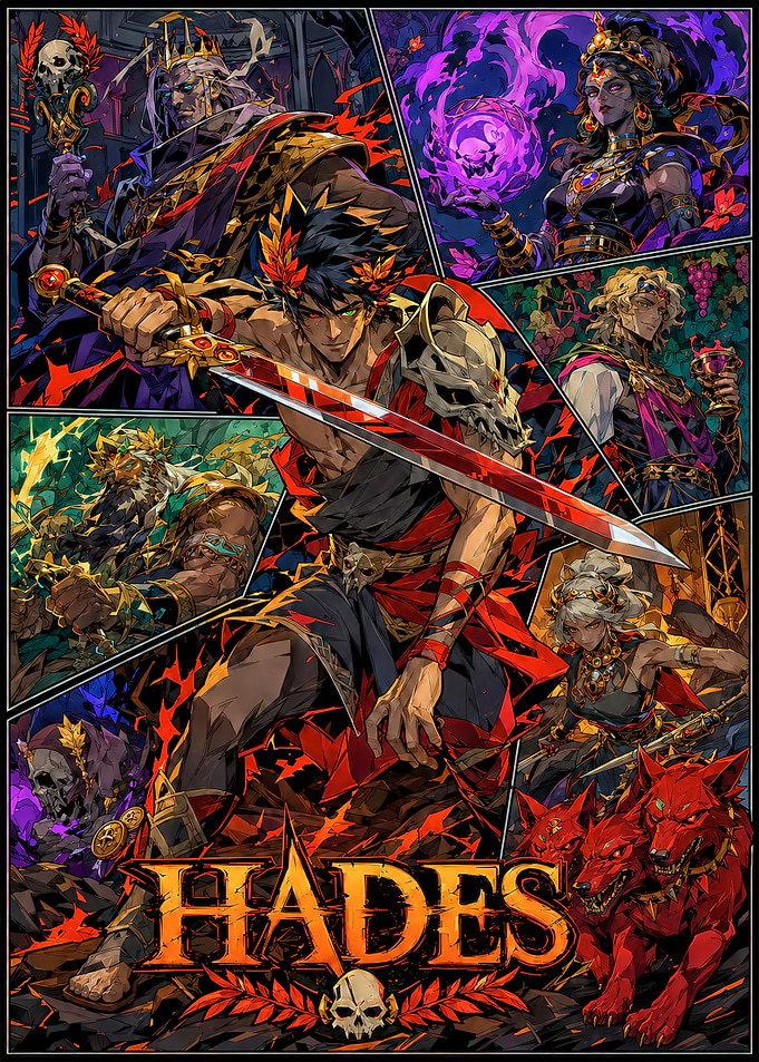 Hades Video Game Character Collage Poster