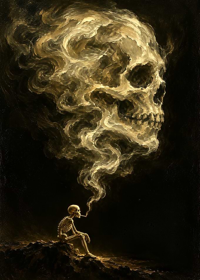Skeleton Smoking Forming Skull Smoke