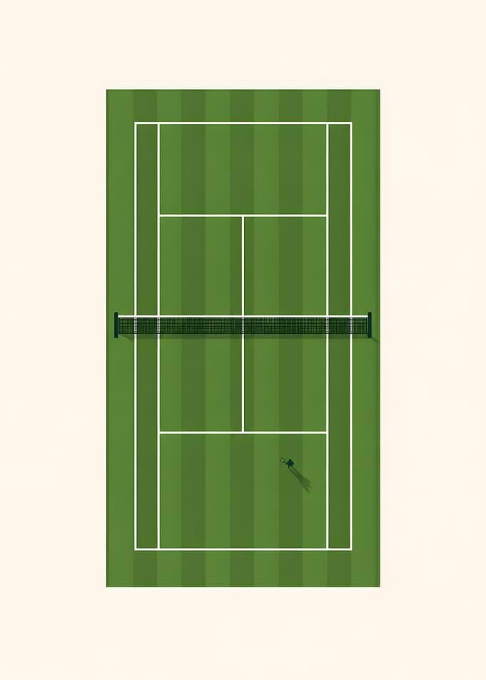 Grass Tennis Court Aerial Striped Minimal Print
