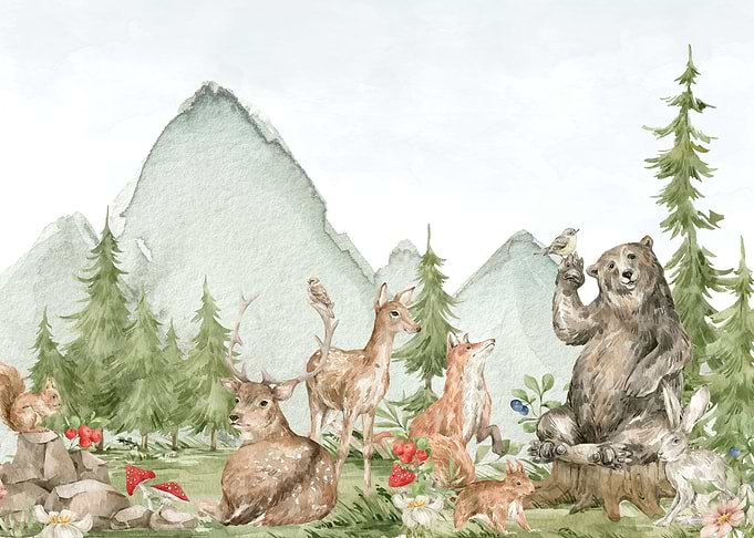 Forest Gathering Under the Mountains