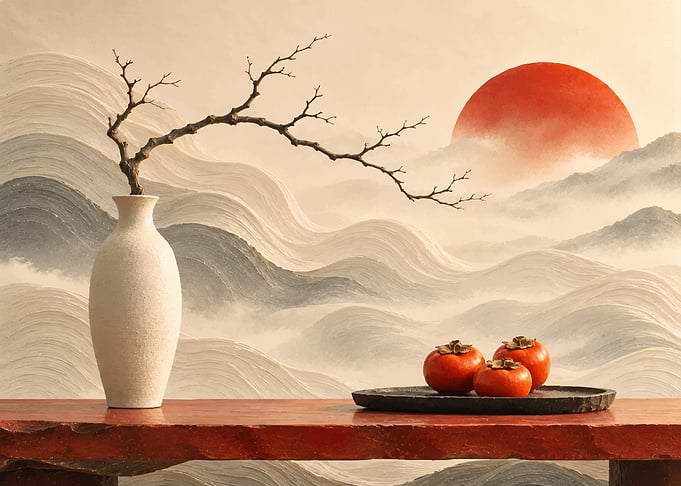 Zen Still Life with Persimmons