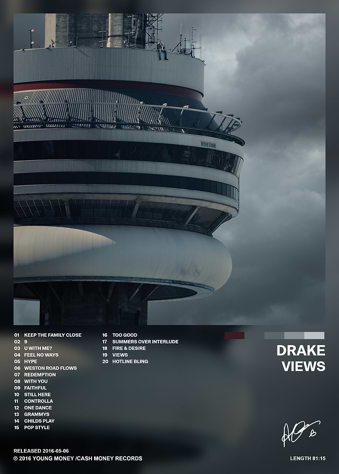 Drake Views Album Cover Poster
