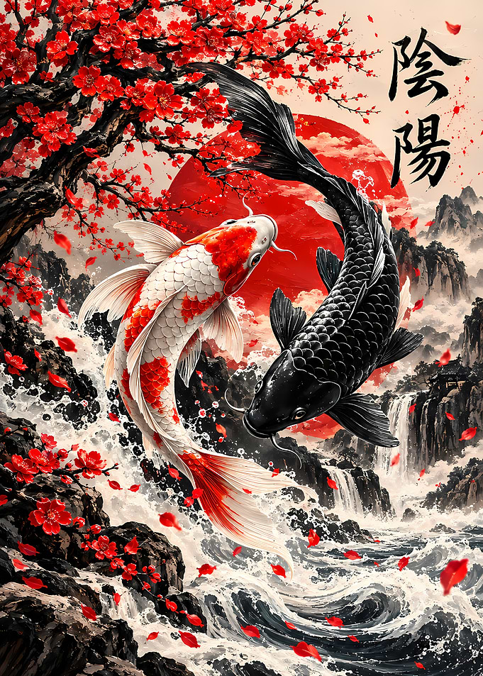 Yin Yang Koi Fish Art