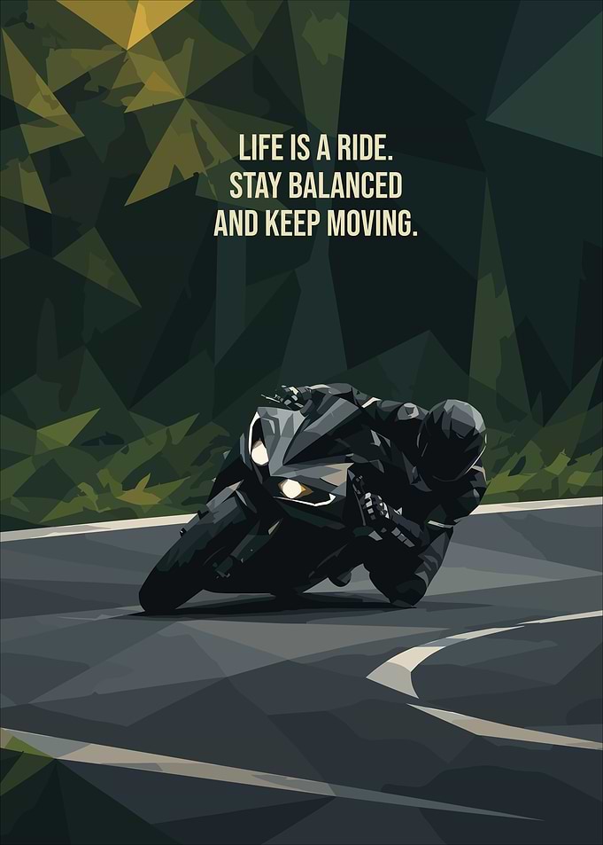 Motorcycle Motivational Low Poly Poster