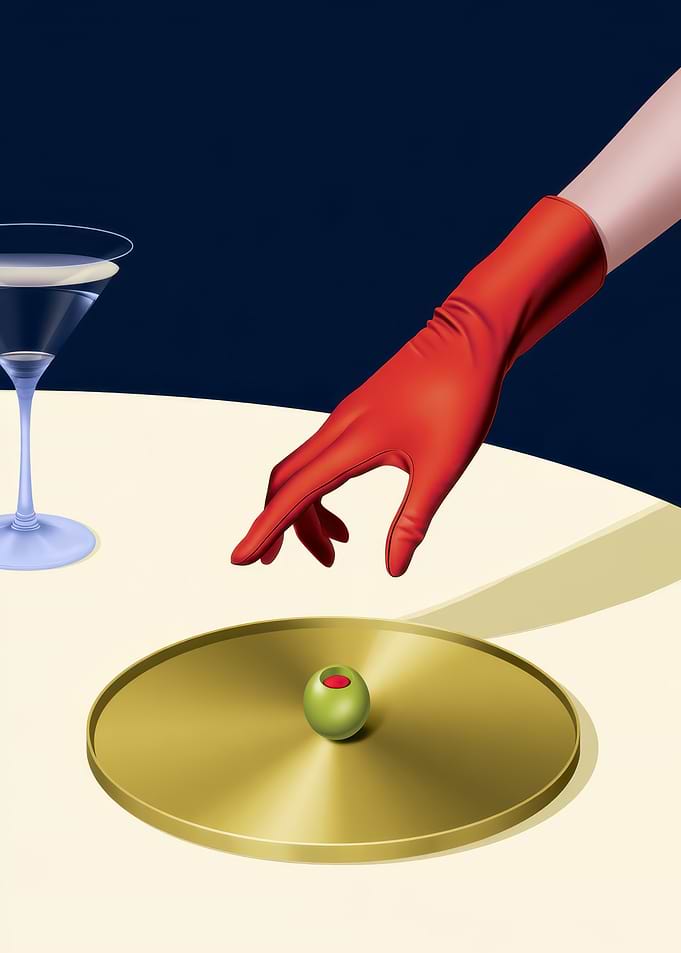 Elegant Hand Reaching for an Olive