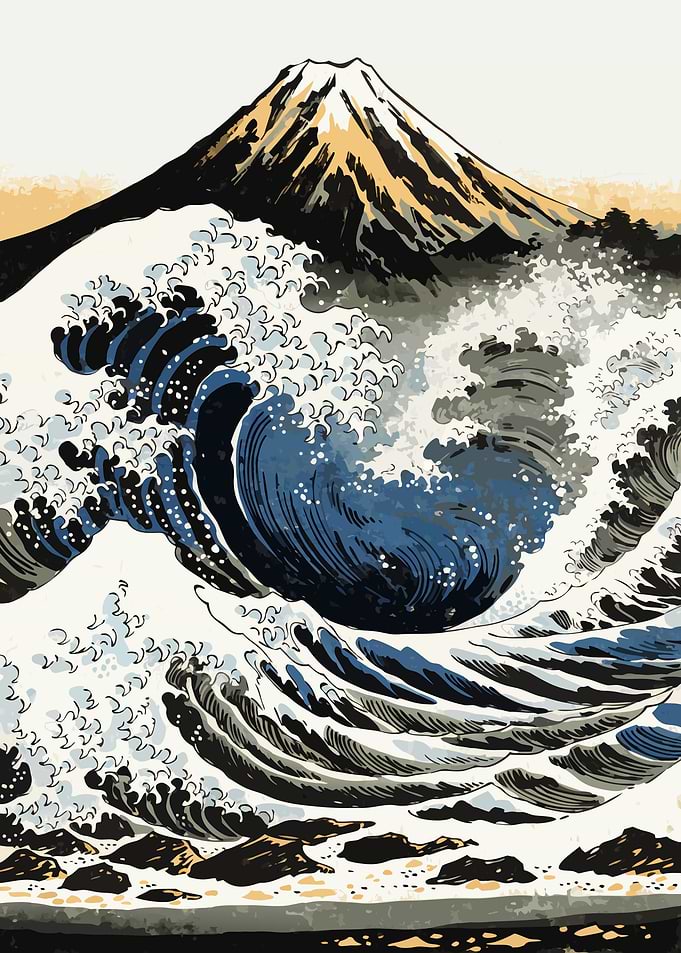 Great Wave and Mount Fuji Art