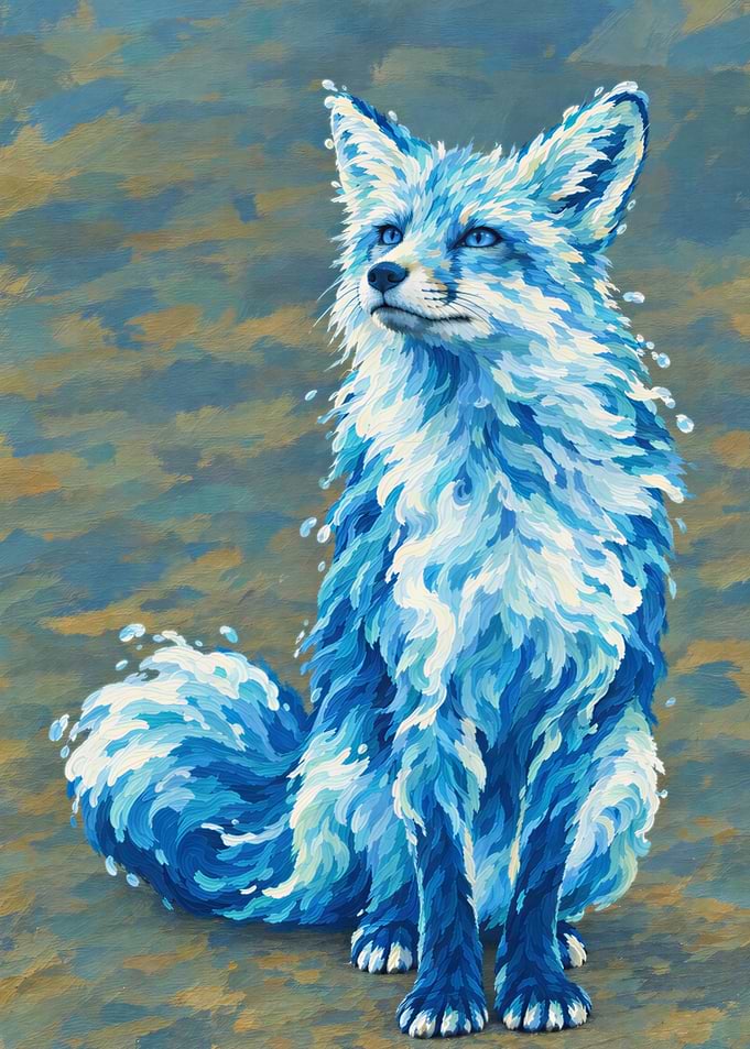 Blue Water Fox Painting