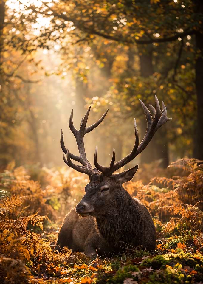 Majestic Stag in Autumn Forest