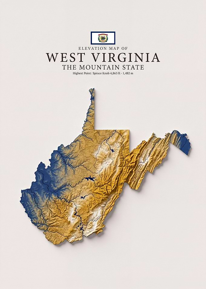 Elevation Map of West Virginia